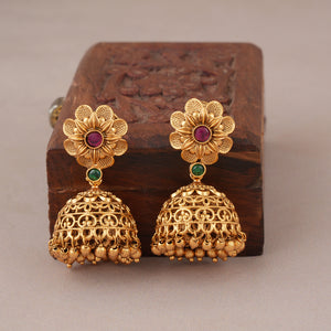 Long antique gold plated ball necklace set for women