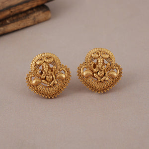 Beautiful antique gold ganesh pendant set with earring I Temple jewellery