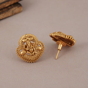 Beautiful antique gold ganesh pendant set with earring I Temple jewellery