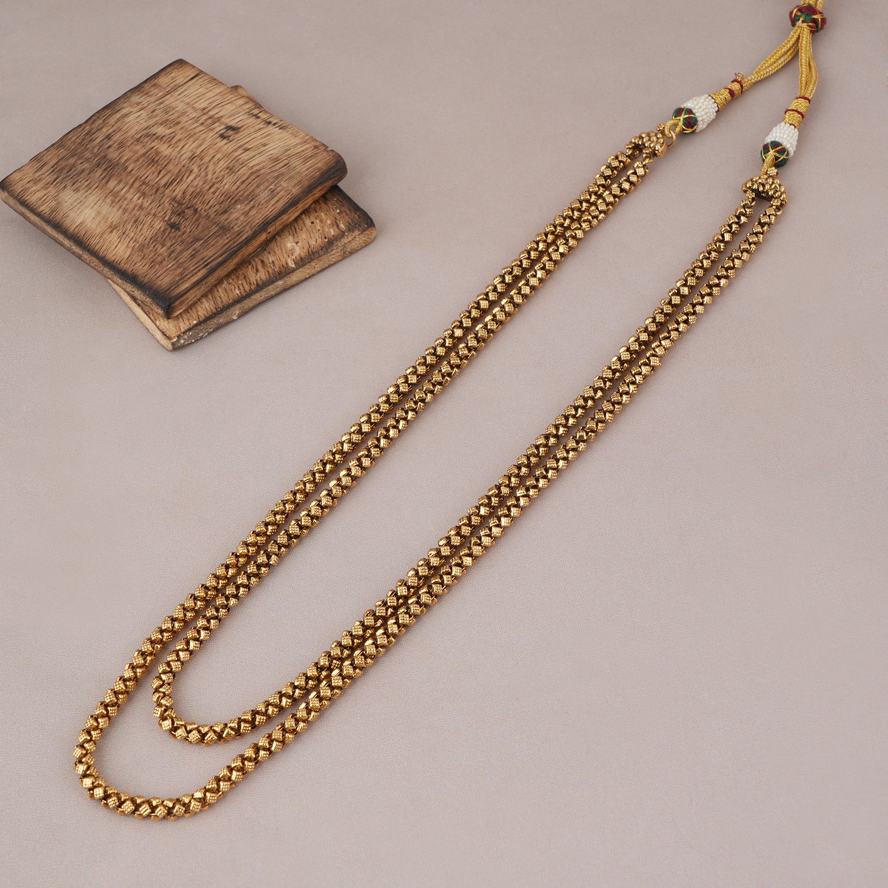 Stunning long antique gold plated chain