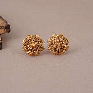 Cute floral antique gold stud