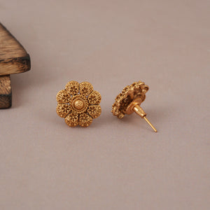 Cute floral antique gold stud