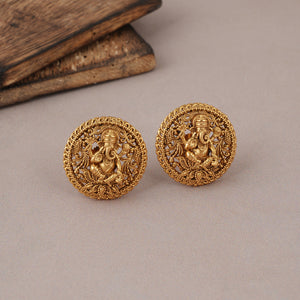 Beautiful plain antique gold ganesh pendant set I Temple jewellery