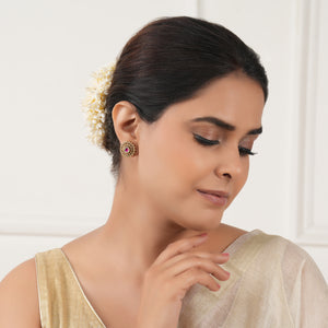 Stunning antique gold stone stud earring for women