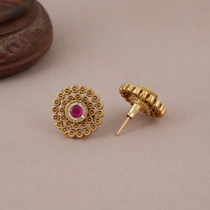 Stunning antique gold stone stud earring for women
