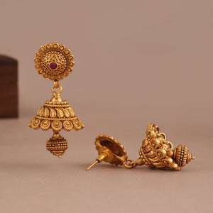Beautiful plain antique gold jhumka earring