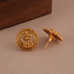 Beautiful antique gold ma lakshmi stud earring I Temple Jewellery