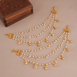Beautiful pearl gold plated ear chain