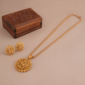Antique gold radha krishna pendant set for women  I Temple jewellery