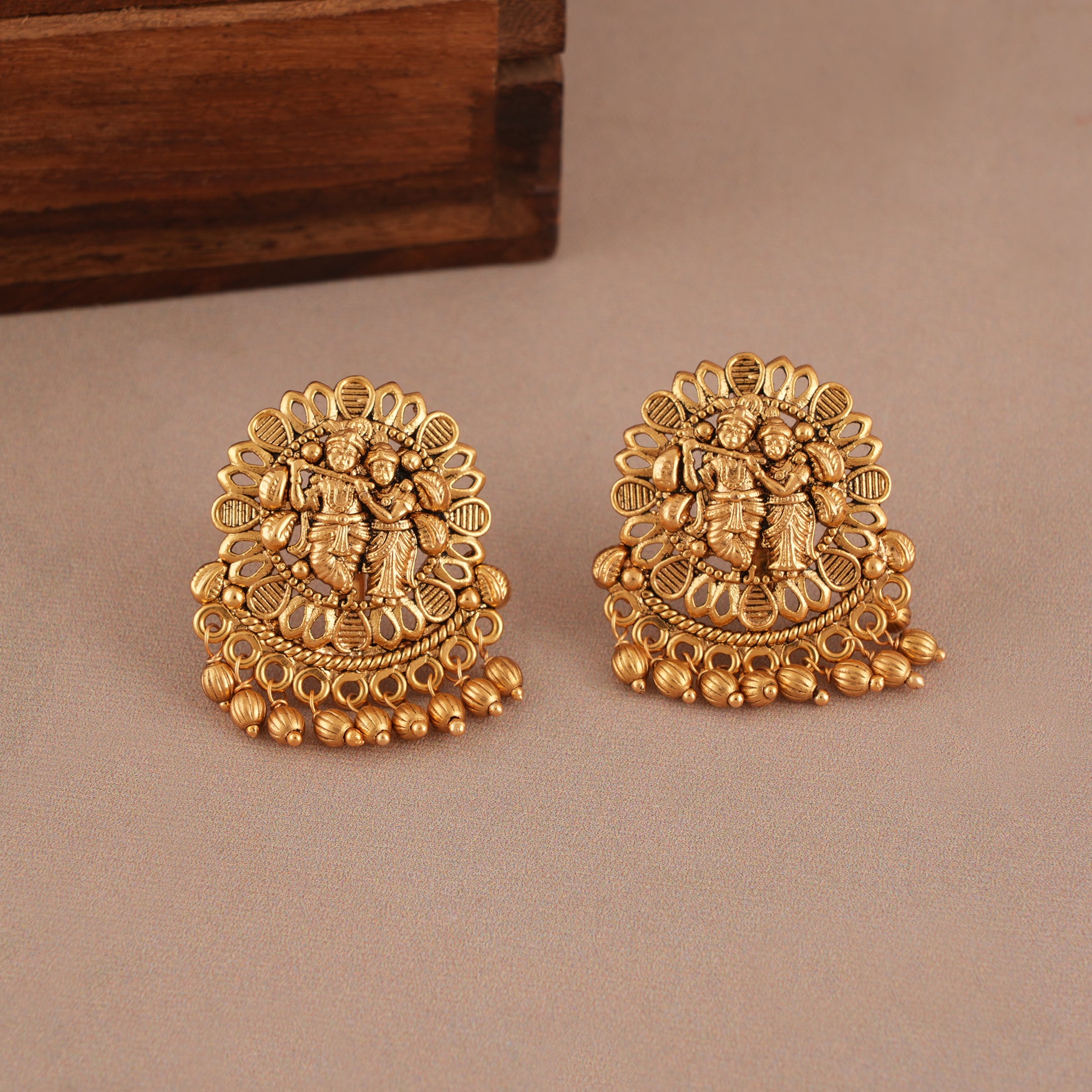 Stunning antique gold radha krishna mangalsutra set I Temple jewellery