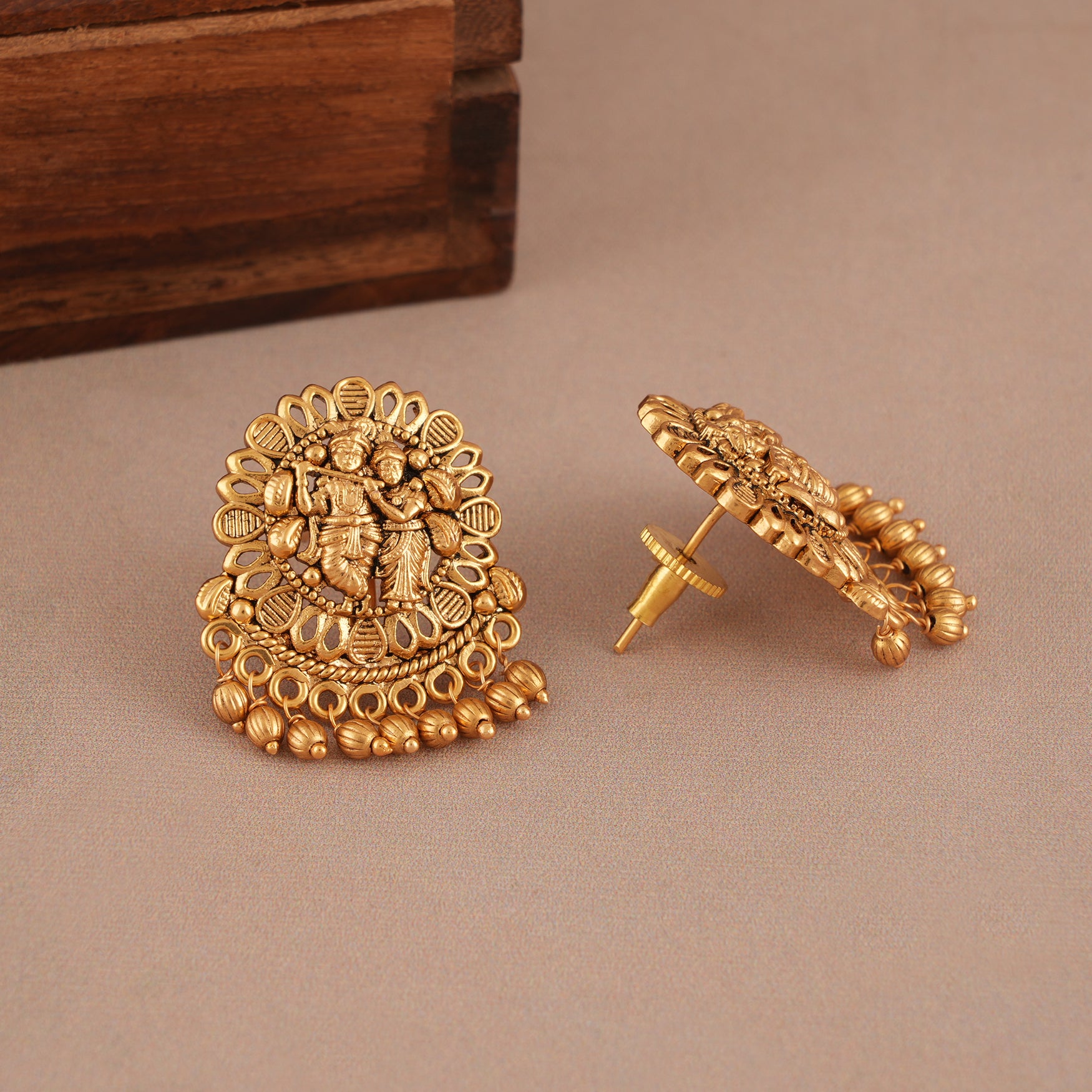 Stunning antique gold radha krishna mangalsutra set I Temple jewellery