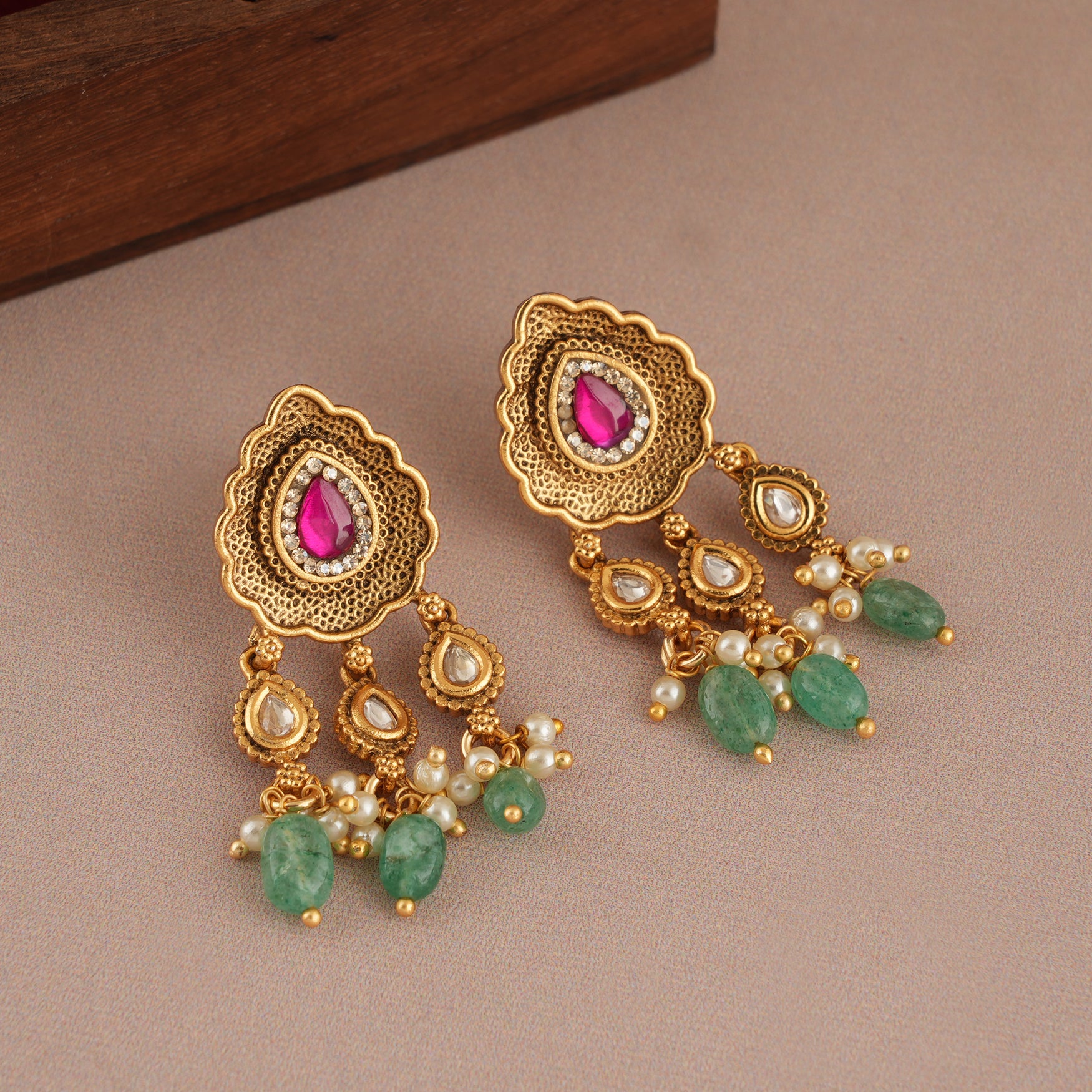 Amazing antique gold stone earring