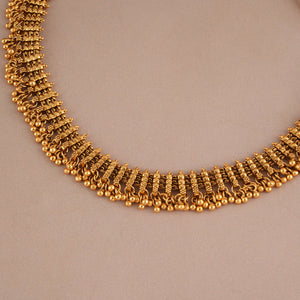 Stunning plain antique gold choker set with jhumka earring