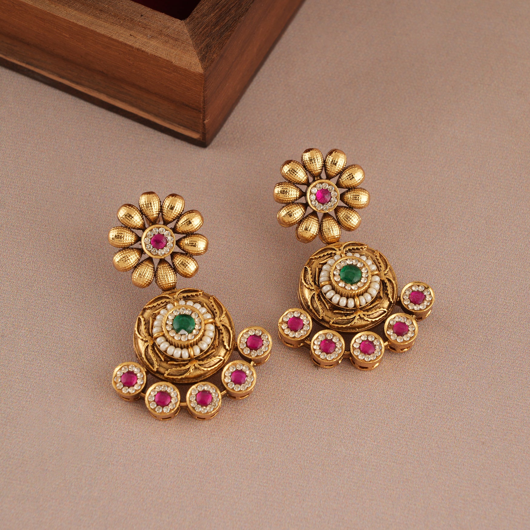 Beautiful antique gold stone earring for women