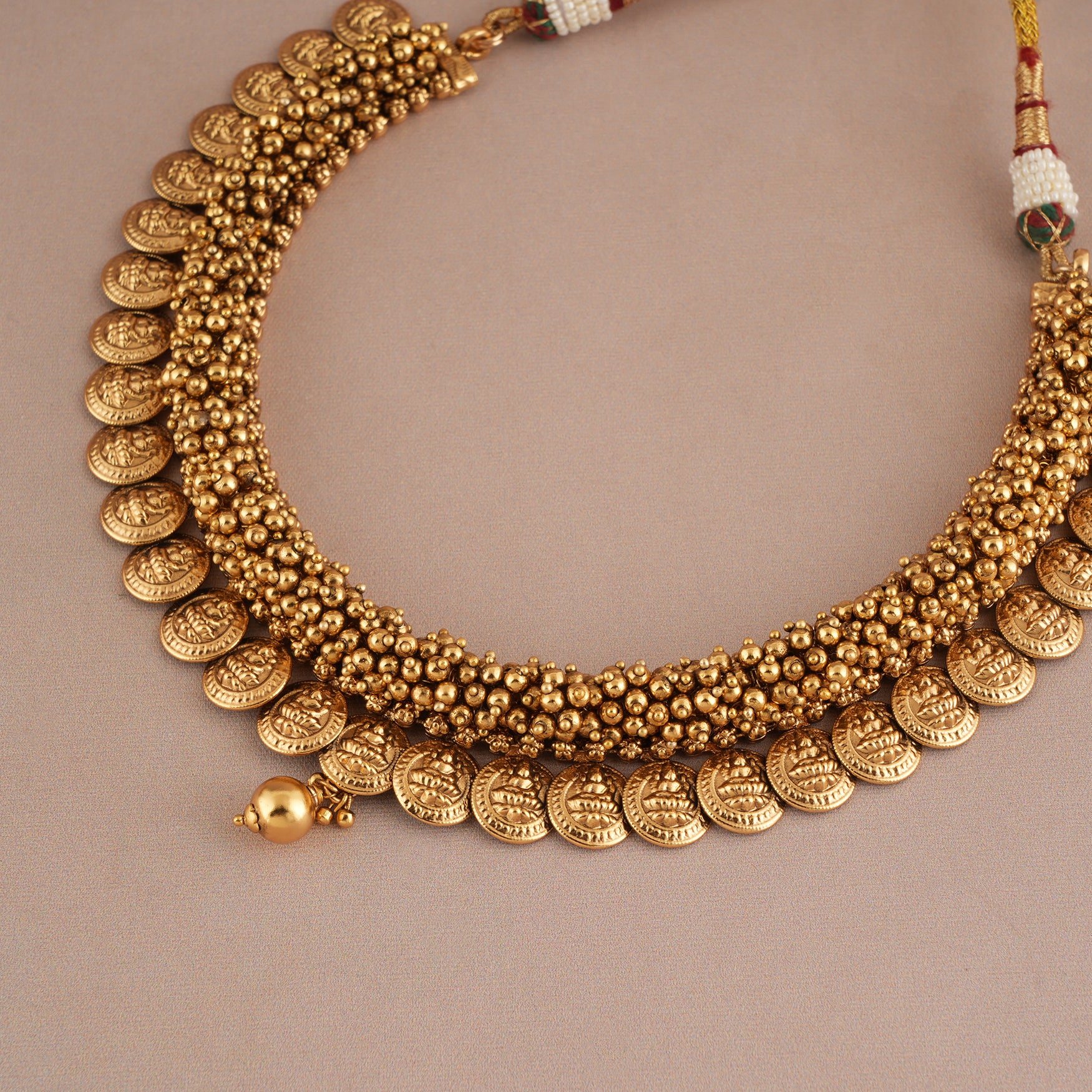 Beautiful antique gold ma lakshmi necklace set I Temple Jewellery