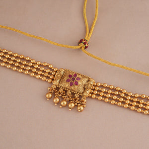 Antique gold ruby choker necklace set