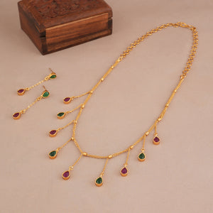 Cute antique gold multicolor necklace set