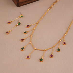 Cute antique gold multicolor necklace set
