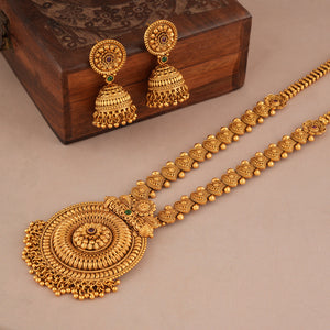 Stunning antique gold long necklace set