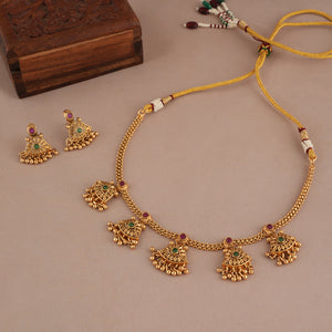 Beautiful stone antique gold necklace set