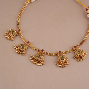 Beautiful stone antique gold necklace set