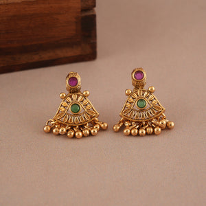 Beautiful stone antique gold necklace set