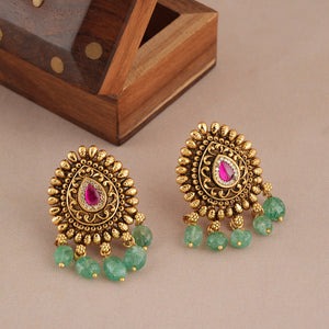 Stunning antique gold stone drop earring