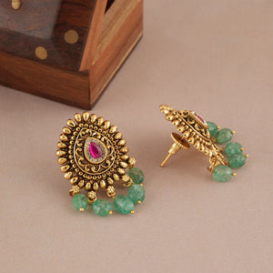 Stunning antique gold stone drop earring
