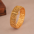 Stunning floral antique gold kada bangle