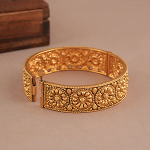 Stunning floral antique gold kada bangle