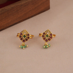 Stone antique gold plated toe ring