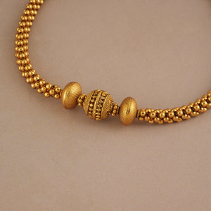 Stunning plain antique gold ball necklace set
