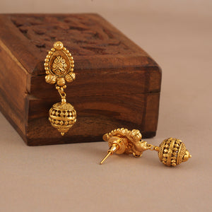 Stunning plain antique gold ball necklace set