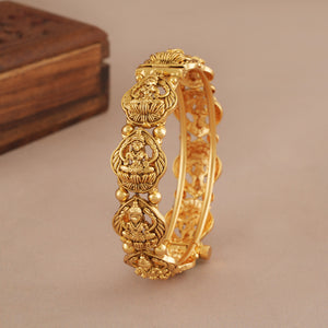 Plain antique gold plated ma lakshmi kada bangle