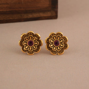 Antique gold plated floral pendant set