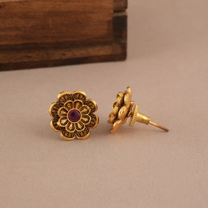 Antique gold plated floral pendant set