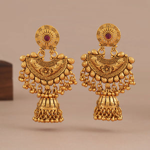Antique gold plated long jhumka earring for women