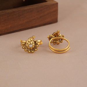 Cute floral antique gold plated toe ring