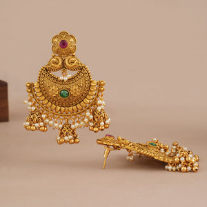 Stunning antique gold plated pearl jhumka earring