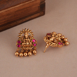 Amazing antique gold stone maa lakshmi choker necklace set I Temple Jewellery