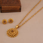 Stunning bold antique gold plated pendant set