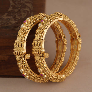 Amazing antique gold plated openable bangle set