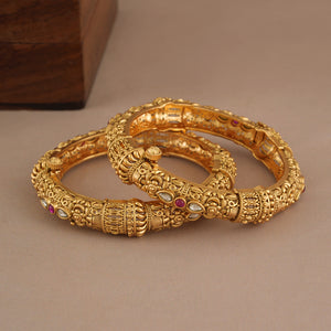 Amazing antique gold plated openable bangle set
