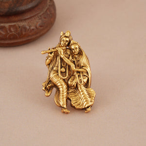 Stunning  plain antique gold radha krishna finger ring