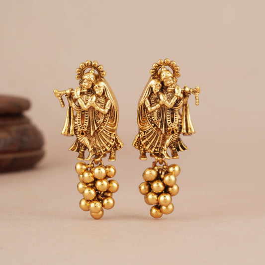Beautiful antique gold ball radha ksrishna earring