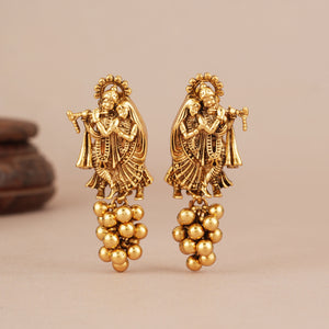 Beautiful antique gold ball radha ksrishna earring