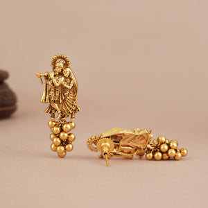Beautiful antique gold ball radha ksrishna earring