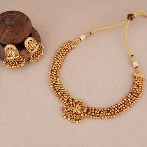 Beautiful antique gold plated plain radha krishna necklace set
