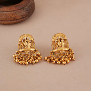 Beautiful antique gold plated plain radha krishna necklace set