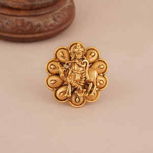 Stunning antique gold krishna finger ring